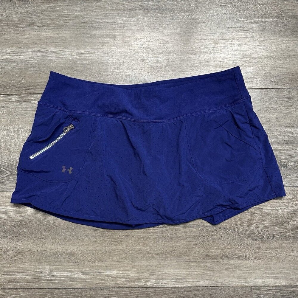 Under Armour Skirt Skort Women L Lined Pocket Pull On Blue